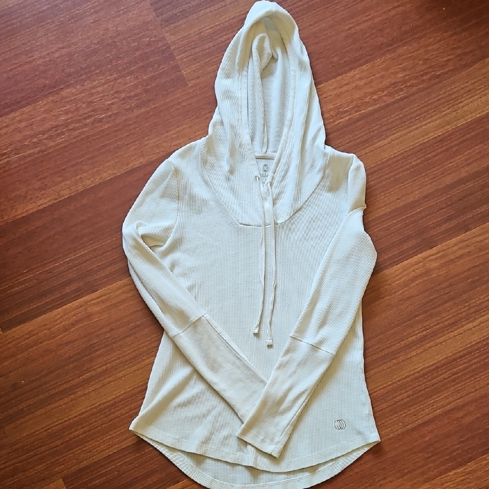 Ballance Collection Pull-over Hoodie Top Textured Stretchy Small, Cream EUC